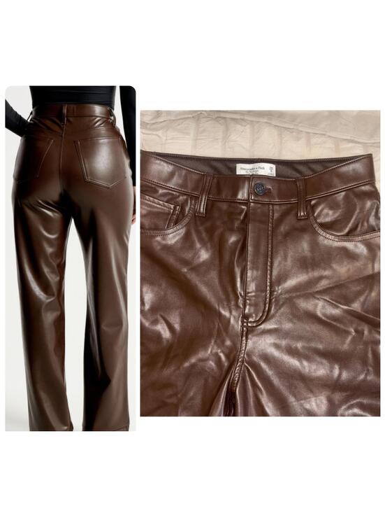 Abercrombie & Fitch Pants - Abercrombie & Fitch The 90s Straight Ultra High Rise Brown Leather Pants 28 6/R